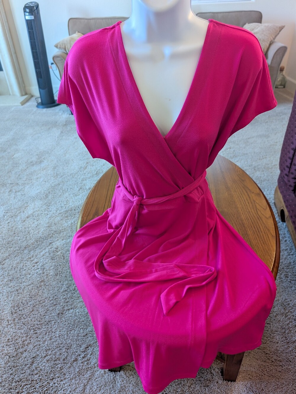Nine West Hot Pink Wrap-Style Dress, Size L - NEW